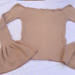 Pink off shoulder top well bell sleeves